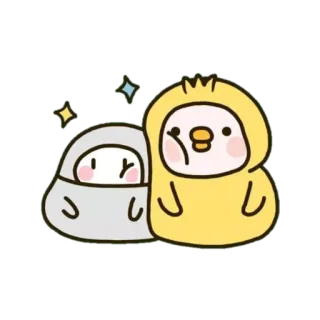 😌 可愛い, カワイイ, ステッカー, アヒル, ひよこ, 漫画 telegram sticker