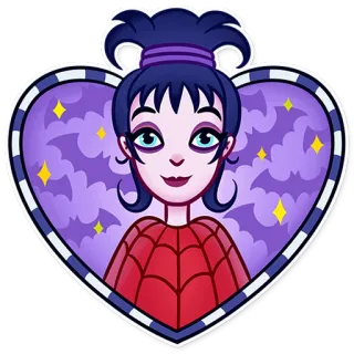💜 Lydia Deetz Beetlejuice Desenho animado, Personagem, Gótico, Beetlejuice, Coração, Filme whatsapp sticker