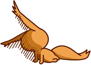 😞 zwierzę, lis, słodki, kreskówka, rozbrykany, leżący, naklejka zwierzęca telegram sticker