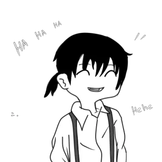 😆 HA HEHE kartun, tertawa, hitam putih, bahagia, tersenyum telegram sticker