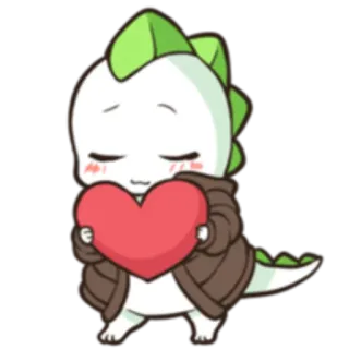 ❤️ dinossauro, coração, amor, fofo, kawaii, desenho animado whatsapp sticker