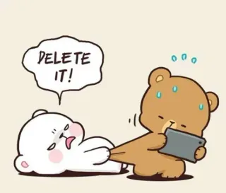 😡 DELETE IT! niedźwiedzie, kreskówka, usuń, śmieszne, słodkie telegram sticker