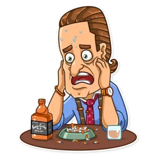😟 stress, ansiedade, álcool, cigarros, preocupado telegram sticker