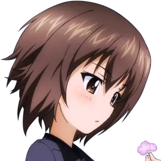 🙂 Miho Nishizumi Girls und Panzer Anime, Mädchen, Süß, Charakter, Blumen whatsapp sticker