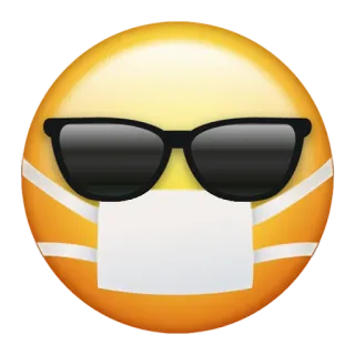 😎 emoji, wajah, masker, kacamata hitam, kuning, perlindungan, keren whatsapp sticker