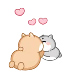 👐 love, hamsters, kiss, heart, cute whatsapp sticker