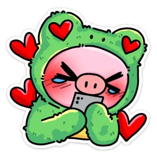 ❤️ 青蛙, 爱心, 卡通, 动物, 可爱, 爱, 数字艺术 telegram sticker