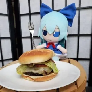 🍔 Cirno Бургер, Плюшевая игрушка, Кукла, Еда telegram sticker