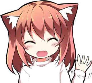 👋 Anime, Fofo, Gato, Kawaii, Feliz, Saudação, Desenho animado, Menina telegram sticker