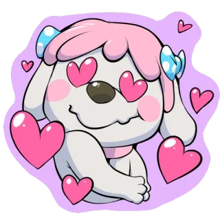 😍 puppy, dog, hearts, cute, kawaii, love, cartoon telegram sticker