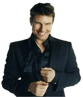 🙃 Tom Cruise acteur, célébrité, star de cinéma, costume, sourire whatsapp sticker