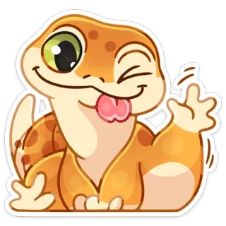 😉 геккон, ящерица, мультфильм, животное, рептилия, милый telegram sticker