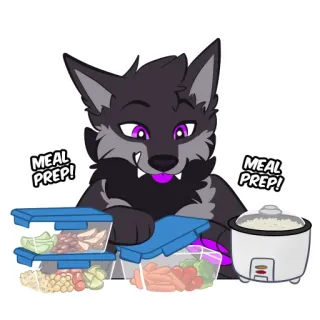 👨‍🍳 MEAL PREP! preparação de refeições, cozinhar, comida, recipiente, lobo telegram sticker
