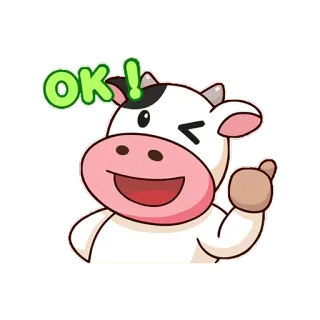 👌 OK! krowa, zwierzę, ok, kciuk w górę, naklejka, kreskówka telegram sticker