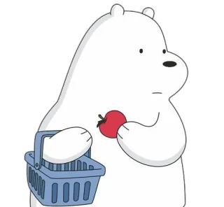 🍎 Ice Bear We Bare Bears cartoon, bear, shopping, apple, cute telegram sticker