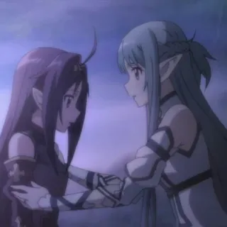 🐾 Asuna Sword Art Online 애니메이션, 엘프, 캐릭터, 포옹, 소드 아트 온라인 telegram sticker
