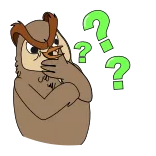 🤔 сова, думающий, вопрос, замешательство, мультфильм telegram sticker