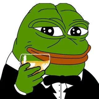 🥃 Pepe the Frog pepe, rana, meme, bebiendo, elegante, esmoquin telegram sticker