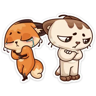 😶 zorro, gato, triste, molesto, dibujos animados, animales, lindo whatsapp sticker