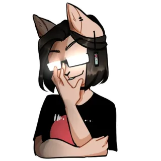 😈 IIll 漫画, 猫耳, メガネ, 女性 whatsapp sticker