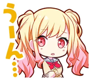 😯 うーん… anime, cute, girl, chibi, manga whatsapp sticker