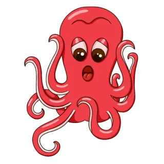 😱 章鱼, 卡通, 海洋生物, 动物, 海洋生物, 可爱 telegram sticker