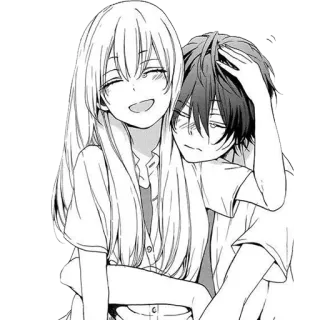 ❤ Anime, Umarmung, Liebe, Paar, Manga telegram sticker