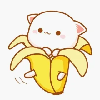 🐱 chat, banane, mignon, animal, kawaii, nourriture, fruit telegram sticker