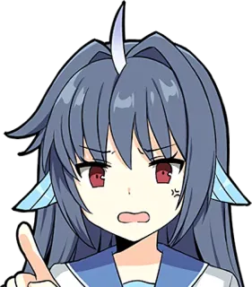 😟 animé, fille, en colère, pointant whatsapp sticker