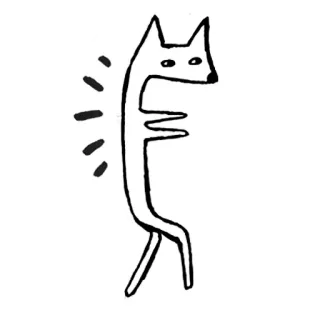 🌂 fox, animal, cartoon, line art, creature, mascot telegram sticker