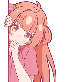 🫣 gadis anime, imut, merah muda, mengintip, kartun, kawaii telegram sticker