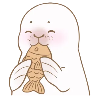 🧇 foca, animal, lindo, pez, comida, dibujos animados telegram sticker