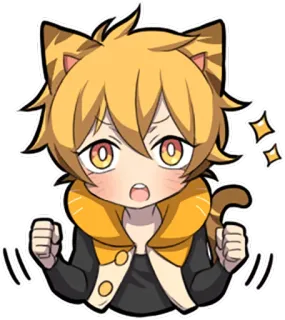 ✊ 애니메이션, 고양이, 소년, 만화, SD, 귀여운 telegram sticker