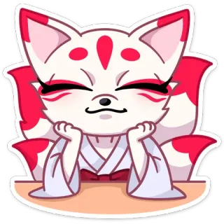 ☺️ อนิเมะ, สุนัขจิ้งจอก, น่ารัก, คาวาอิ, คิทสึเนะ, สัตว์, หู, หาง telegram sticker