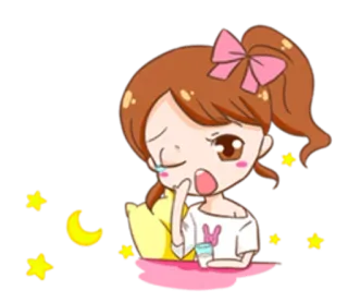 😖 desenho animado, menina, chorando, triste, sonolento, emocional whatsapp sticker