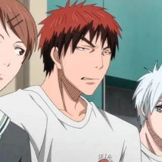 🥢 Kagami Taiga Kuroko's Basketball Anime, Pallacanestro, Capelli rossi, Serio, Manga telegram sticker