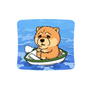😞 hond, boot, verdrietig, cartoon, dier, water, zee telegram sticker