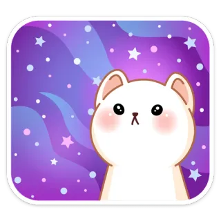 🤩 кот, котенок, милый, каваий, звезды, космос, фиолетовый, белый, животное telegram sticker