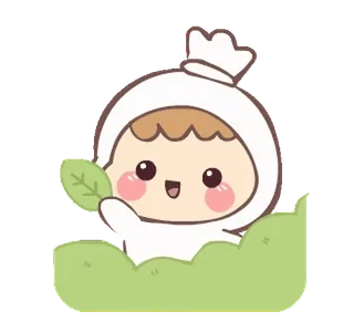 ⭐ niedlich, kawaii, Figur, Cartoon, Blatt, lächelnd, Illustration whatsapp sticker