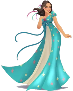😁 женщина, платье, бальное платье, звезды, ленты, фэнтези telegram sticker