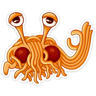👌 Flying Spaghetti Monster Monstre en spaghetti volant, Pastafarisme, Religion, Satire, Spaghetti, Boulettes de viande, Parodie telegram sticker