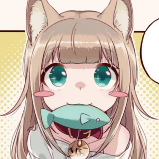 🧋 Anime, Ragazza gatto, Pesce, Carino whatsapp sticker