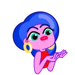 🤨 dibujos animados, mujer, pelo azul, piel rosa, gesto telegram sticker