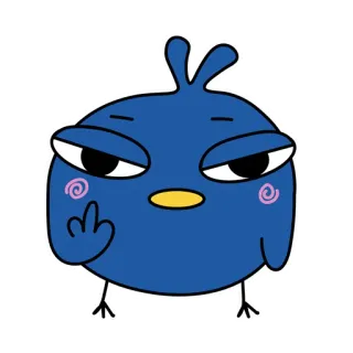 🖕 pájaro, dedo medio, ofensivo, dibujo animado, pájaro azul, grosero whatsapp sticker