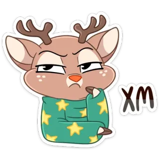 🤔 XM กวาง, การ์ตูน, สัตว์, ดาว, น่ารัก, เขากวาง, สีหน้า, สติกเกอร์ telegram sticker