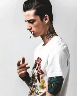 🚬 cigarette, smoking, tattoo, man, profile, tobacco telegram sticker