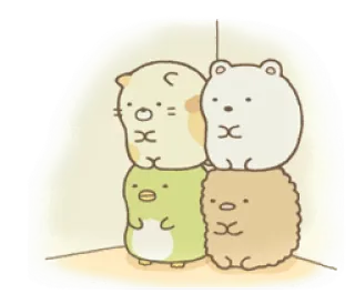 😺 sumikko gurashi, carino, animali, pinguino, orso, gatto whatsapp sticker