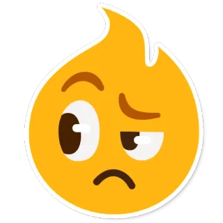 🤨 emoji, mood, frustration, unsure, fire, flame, disapproval, cartoon whatsapp sticker