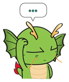 😐 ... naga, kartun, berpikir, gelembung ucapan, hijau, hewan, makhluk mitos, ekspresi telegram sticker