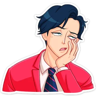 😒 ผิดหวัง, เบื่อ, ผู้ชาย, การ์ตูน, เศร้า, เหนื่อย whatsapp sticker